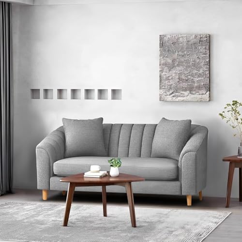 Image of Casaliving Doraldo 2 Seater Sofa Set for Living Room (Grey Colour Fabric) Premium Fabric Sofa for Living Room
