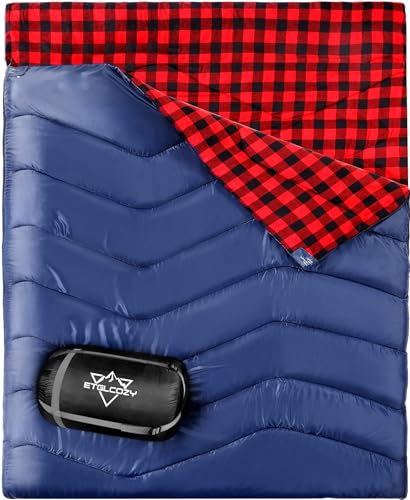 ETGLCOZY Doppelschlafsack Baumwolle Flanell Schlafsack 2 Personen – Ansicht 1