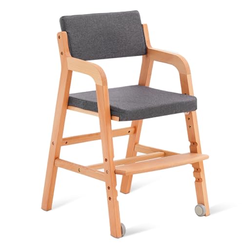 Swegrow Wooden High Chair with Wheels