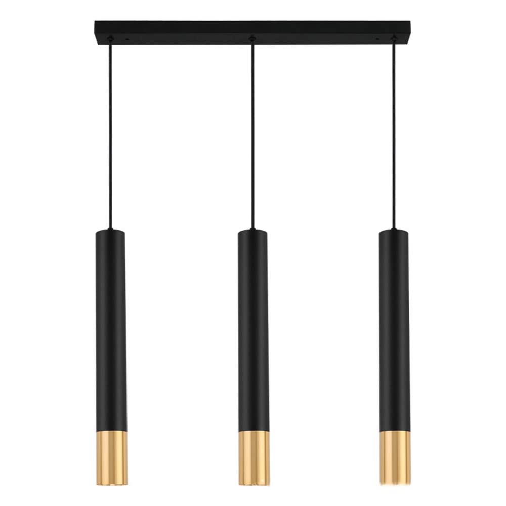 USMJQVZ Luminaire Suspendu LED 5W Mini Moderne au Fini Or Noir, luminaire Suspendu Long réglable pour Bar de Ferme d'îlot de Cuisine, lumière du Jour 3000K à 3 lumières