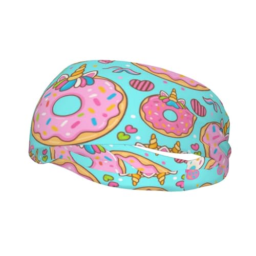 Boys Girls Sports Sweat Bands, Boho Style Long Head Band for Yoga Travel Spa, Cool Cute Unicorn Donuts Art Headdress Hair Accessories