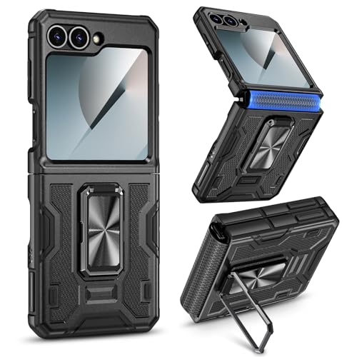 Image of VEGO for Samsung Z Flip 6 Case with Stand & Built-in Screen Protector | Hinge Protection Full Body Drop Shockproof Cover Protective Stand Phone Case for Samsung Galaxy Z Flip 6 2024