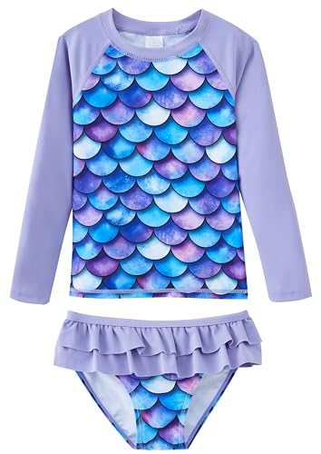 Image of UMELOK Toddler and Little Girls Rash Guard Sets with Bikini Bottoms Swimwear