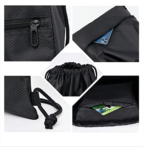 Newmoon Waterproof Drawstring Gym Backpack Bag For Men & Women, Sport Gym Sack Mini Travel Daypack (Lake Blue) #TOP2