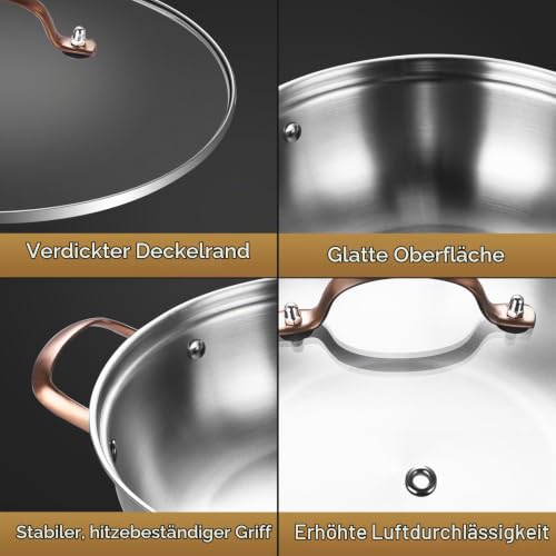 LOLYKITCH Schmorpfanne Hoher Rand Edelstahl - 30 cm mit Deckel/3.5 L – Ansicht 5