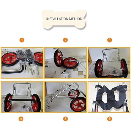 Silla de ruedas para perros de dos ruedas con estructura ajustable de alta estabilidad 5