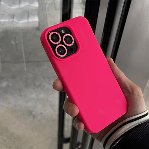 Coque iPhone 11 silicone liquide rose fluo anti-chute avec verre de protection