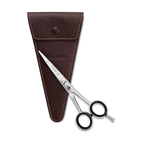 Störtebekker® Premium Beard Scissors - Forbici per barba in acciaio inossidabile - Regolabarba da uomo - Regolabarba da naso - Idea regalo - inclusa custodia in vera pelle (Caffè, Lungo (14 cm))