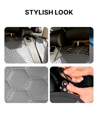 Image of Owleys Set Seat Back Organizer & Car Seat Protector Hexy Waterproof & Non-Slip Protector for Child Car Cushion for Leather and Fabric Seats (Gray Set 2)