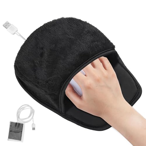Agatige Tapis De Souris Chauffant USB, Chauffe Main Souris pour Les Mains Spacieux Tapis De Réchauffement des Mains D'ordinateur d'hiver Accessoires De Bureau Portables pour Hommes Et Femmes(Noir)