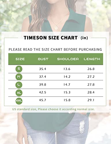Timeson Collared V Neck Tunic Tops For Women,Ladies Sleeveless Blouse Dress Shirts For Women Business Work Women’s Business Attire Casual Tanks Tops Junior Professional Office Blouses Camisole Green #TOP5