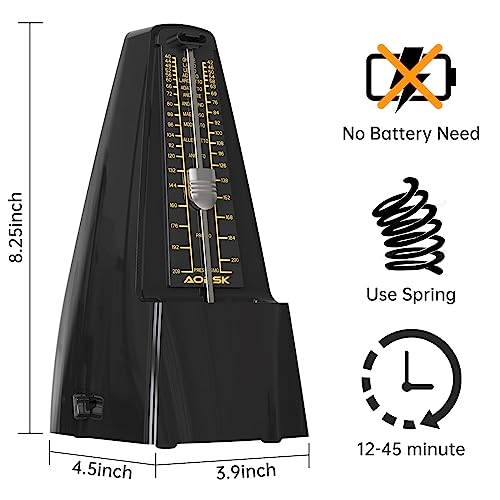 image for AODSK Mechanical Metronome Black Universal Metronome for Piano Guitar 