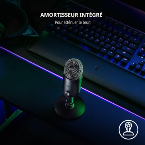 Razer Seiren V2 X Microphone à condensateur USB pour Streaming et Jeux sur PC : micros supercardioïde – limiteur numérique intégré – Surveillance du Micro et contrôle du Gain – Amortisseur intégré – vue 6
