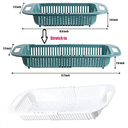 Colander Drain Basket,Vegoran Over The Sink Colander Strainer Basket ,Collapsible Colander Fruits And Vegetables Drain Basket Adjustable Strainer Sink Washing Basket (White) #TOP5