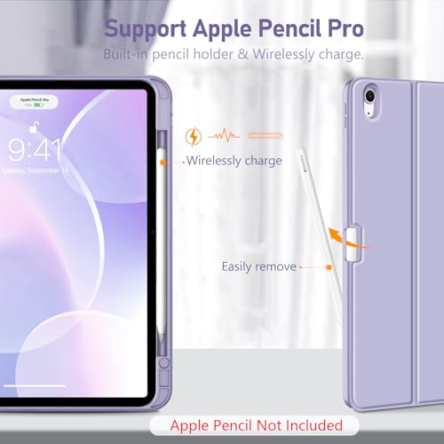 Image of FINTIE Keyboard Case for iPad Air 13-inch M4 /M3 /M2 (2026 /2025 /2024) with Pencil Holder - Soft TPU Back Cover with Magnetically Detachable Bluetooth Keyboard, Backlight /Lilac Purple
