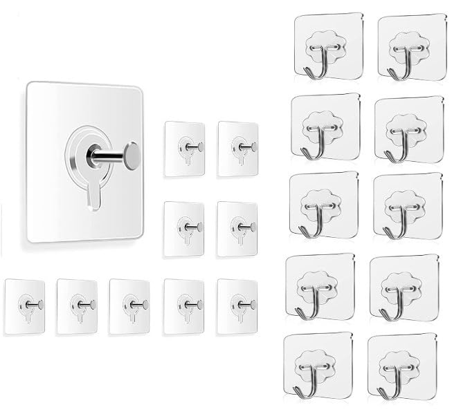 PETRICKENTERPRISE Combo Pack 20 Adhesive Wall Hooks (10+10) 10 Photo Frame Hooks & 10 Flower Adhesive Hooks Heavy Duty, Waterproof & Nail Free Multipurpose for Home & Kitchen Pack of 20-image-33