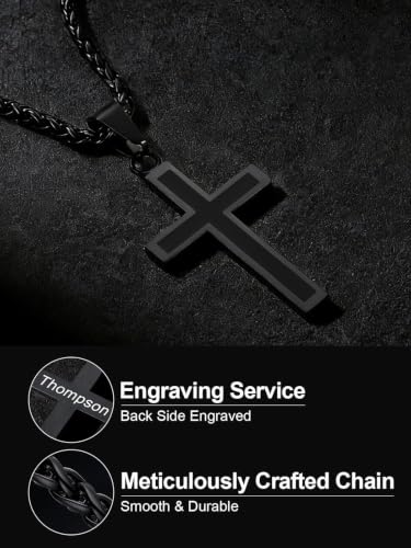 Image of U7 Cross Necklace for Men, Stainless Steel Silver Black Gold Mens Cross Necklace, 22-24 Inches