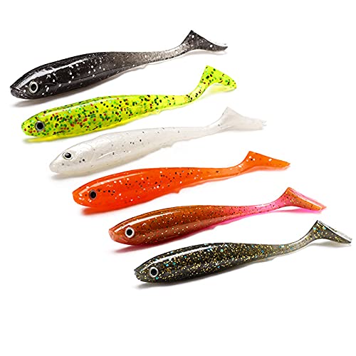 Señuelos de Pesca Blandos, Señuelo Suave uds/Lote Flash T-Tail señuelo Suave Cebo 84mm/5g Cebo de Silicona señuelo Pesca al Aire Libre Cebo Falso Cebo de pez de Cola de Roca Simple y práctico