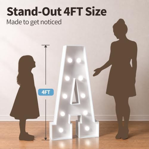 Image of Marquee Letters 4 Feet Tall Large Light Up Letters Baby Shower Decorations Wedding Engagement Proposal White Party Decorations Marry Me Mr and Mrs Sign Big Cardboard Backdrop R | Cool White Light, Large Marry Me Prom Graduation Heart Decor, Stable Sign, Assembly Required, Foam Board 24 Pcs Accessory Set