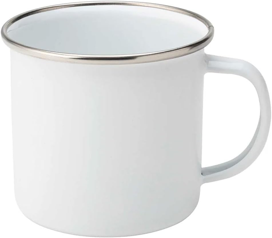 Ink Express10oz Sublimation Blank White Enamel Stainless Steel Rim Cups, 48 Pack - Blank Plain White Camping Mugs for Mug Heat Press Printing with Gift Boxes