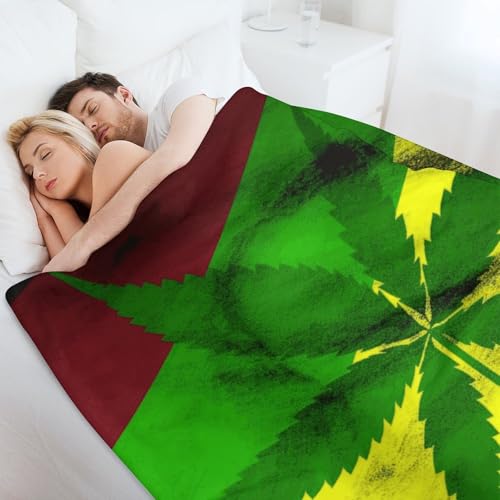 Couverture douce en flanelle supérieure motif feuilles 101cm