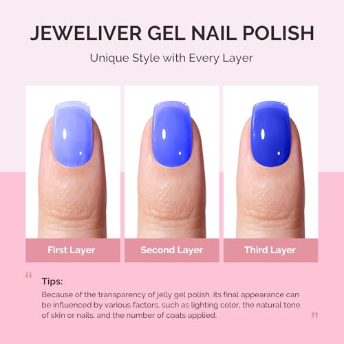 Image of MelodySusie Blue Gel Nail Polish, 0.5Fl.oz Jeweliver Jelly Royal blue Gel Polish Translucent Dark Blue Deep Sheer Color Soak Off U V LED Gel Polish Nail Art Design Manicure Salon DIY At Home JDZ54