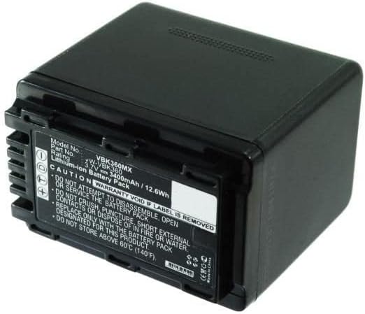 Camera Battery for Panasonic 12.58Wh Li-ion 3.7V 3400mAh, VW-VBK360 (12.58Wh Li-ion 3.7V 3400mAh Black 13Wh Li-ion 3.7V 3400mAh Black, HC-V10, HC-V100, HC-V100M, HC-V500,)