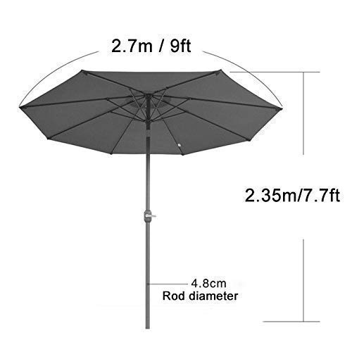 Parasol exterior 2.7M resistente al viento con inclinación y 8 varillas fuertes 4