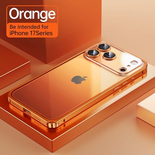 Coque iPhone 17 orange transparente rigide bumper métal antichoc