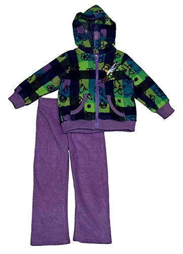 Disney Girls 2-6X 2 Piece Plaid Tinkerbell Polar Fleece Set, Purple - Open, 2T