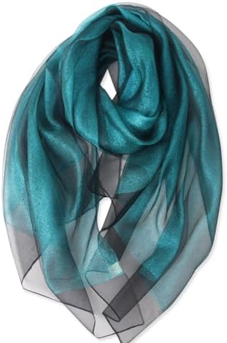 LumiSyne Silk Scarf Organza Double Layer Women Glitter Shawls and...