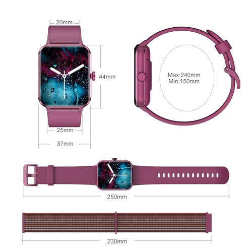 Smartwatch,Relógio Inteligente para Homens e Mulheres, 1.85“ Tela HD Touch, 100+ Modos Esportivos, Chamadas Bluetooth,Assistente de Voz, Compatível com iOS/Android,Inclui 2 Pulseiras,Clarete - Imagem 7