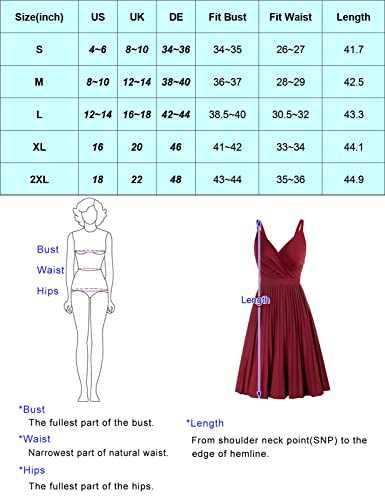 Sleeveless Wrap V-Neck A-Line Wedding Midi Dress Flared And Fit Dress Black L #TOP6