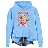 Sudadera con capucha para el día de la madre, cuello con capucha y texto en inglés «, Azul (carolina blue), M