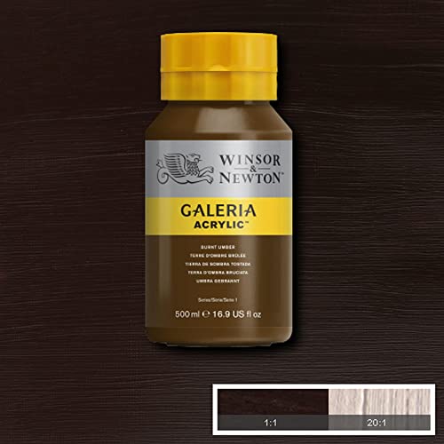 Image of Winsor & Newton Galeria Acrylic Colour - Jar of 500 ML - Burnt Umber (076) - Highly Pigmented Lightfast Artists' Acrylic Paints for Canvas, Wood, Fabric & Paper