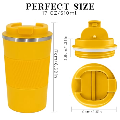 Image of Insulated Travel Coffee Mug, Stainless Steel Coffee Cup with Leakproof Lid