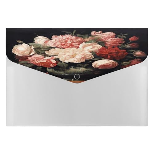 Trieur accordéon pivoines et roses format lettre pour embellir votre espace de télétravail à la maison