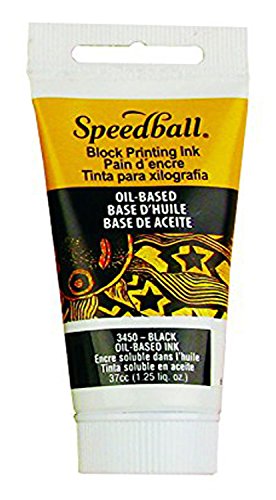 Speedball 3450 Oil-Based Block Printing Ink For Professional, Permanent Prints AP Certified 1.25 FL OZ, Black, 37cc tube (003450)