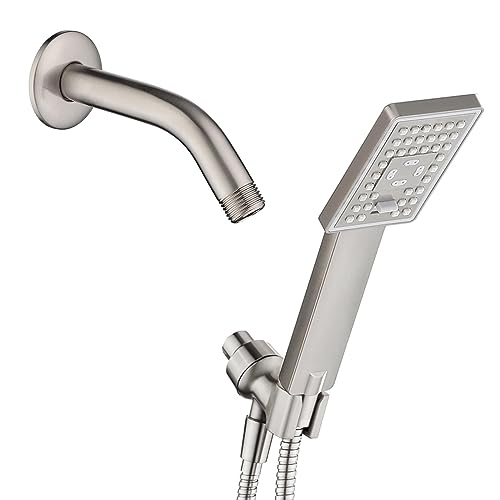 Set de ducha portátil con brazo de latón 6 pulg. cepillado