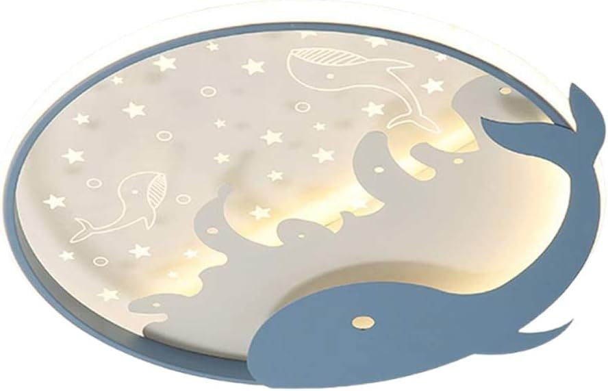 Modern Blue Whale Children's Room Flush Mount Ceiling Light Mid-Century LED Ceiling Lamp Bedroom Minimalist Light Fixture for Laundry Room Kitchen Hallway