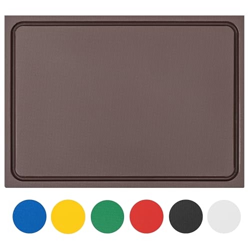 Muvell Tabla de cortar estable de plástico, color marrón, 60 x 40 x 2 cm, apta para lavavajillas, extragruesa, respetuosa con los cuchillos, colores y tamaños a elegir, tabla de...