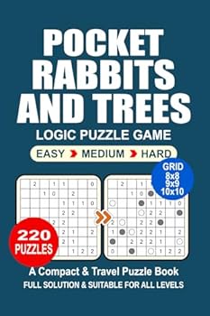 Pocket Puzzle Book: 220 Puzzles, Rabbits and Trees, Great Logic Puzzle Game, A Compact and Travel Puzzle Book, 3 Levels: Easy Medium and Hard, Pocket Size 4x6 Inches.