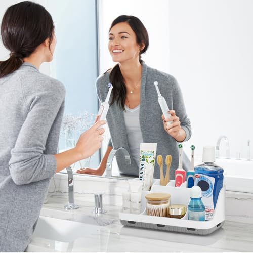 Toothbrush Holders for Bathrooms Countertop Organizer - Kids Electric Toothbrush and Toothpaste Holder Detachable 7 Slots Tooth Brush Organization Bathroom Accessories Storage Vanity, White - Image 3