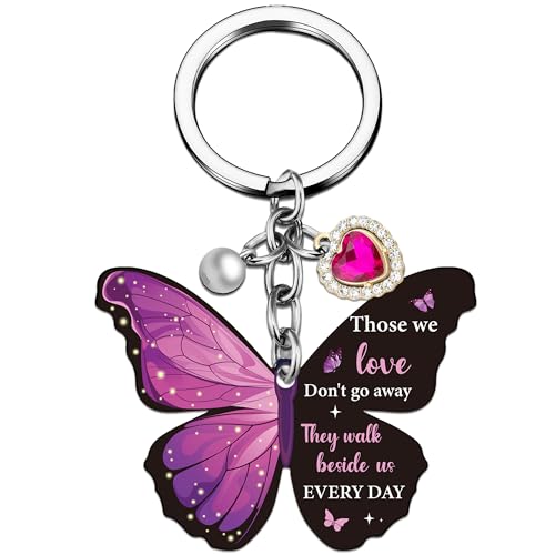 EoBeCy Sympathy Gifts for Women Butterfly Keychain, Memorial Remembrance Key Chain for Loss of Loved One, Bereavement Grief Gifts for Women, In Loving Memory Condolence Keepsake