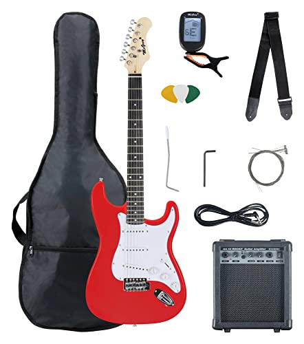 McGrey Rockit style ST guitare électrique rouge - Les Beatles, Paul McCartney, John Lennon, RIngo Starr, George Harrison McGrey Rockit style ST guitare électrique rouge
