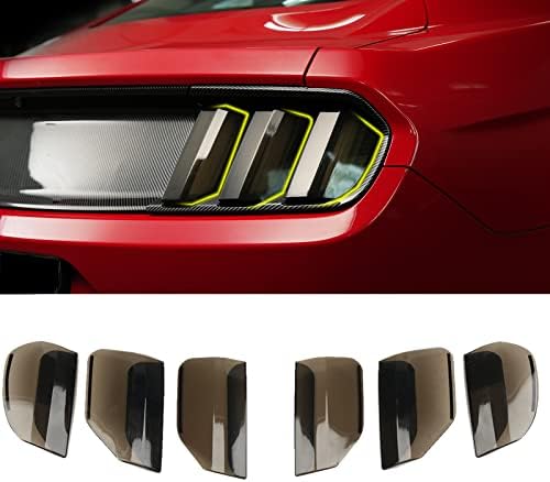 LitMiRaCle Smoke Black Tail Light Lamp Cover, Tail Light Lamp Cover Guard Trim Frame Bezels External Accessories Applicable to Ford Mustang 2015 2016 2017