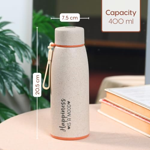 Image of Eha Earth Friendly Rakshabandhan Gift Made with Rice Husk| 400 ml, Set of 1 | Printed Bottle, Rakhi, Keychain, Roli Chawal and Card| Rakhi bottle gift for brother | Rakhi Hamper