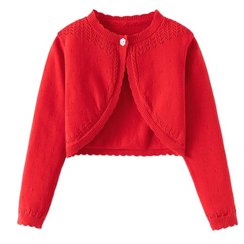 Cotton Knit Cardigan for Girls Cute Ruffle Long Sleeve Hollow Jacket Princess Dress Shawl Toddler Baby Birthday Outfits