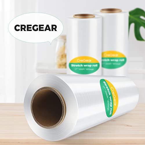 Cregear Stretch Wrap Film, (2000 Ft X17"X60 Gauge) Shrink Wrap Roll, Heavy Duty Moving Wrap, Industrial Strength Clear Cling Plastic Wrap For Moving Wrapping Furniture Plastic Roll & Pallet Wrap #TOP6