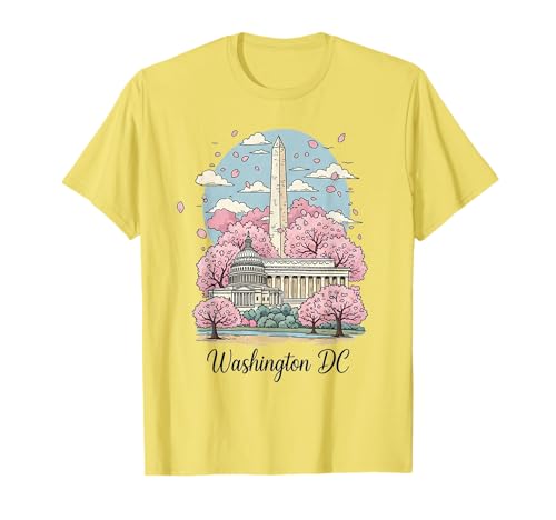 Washington DC Cherry Blossoms Spring Art Travel Souvenir T-Shirt